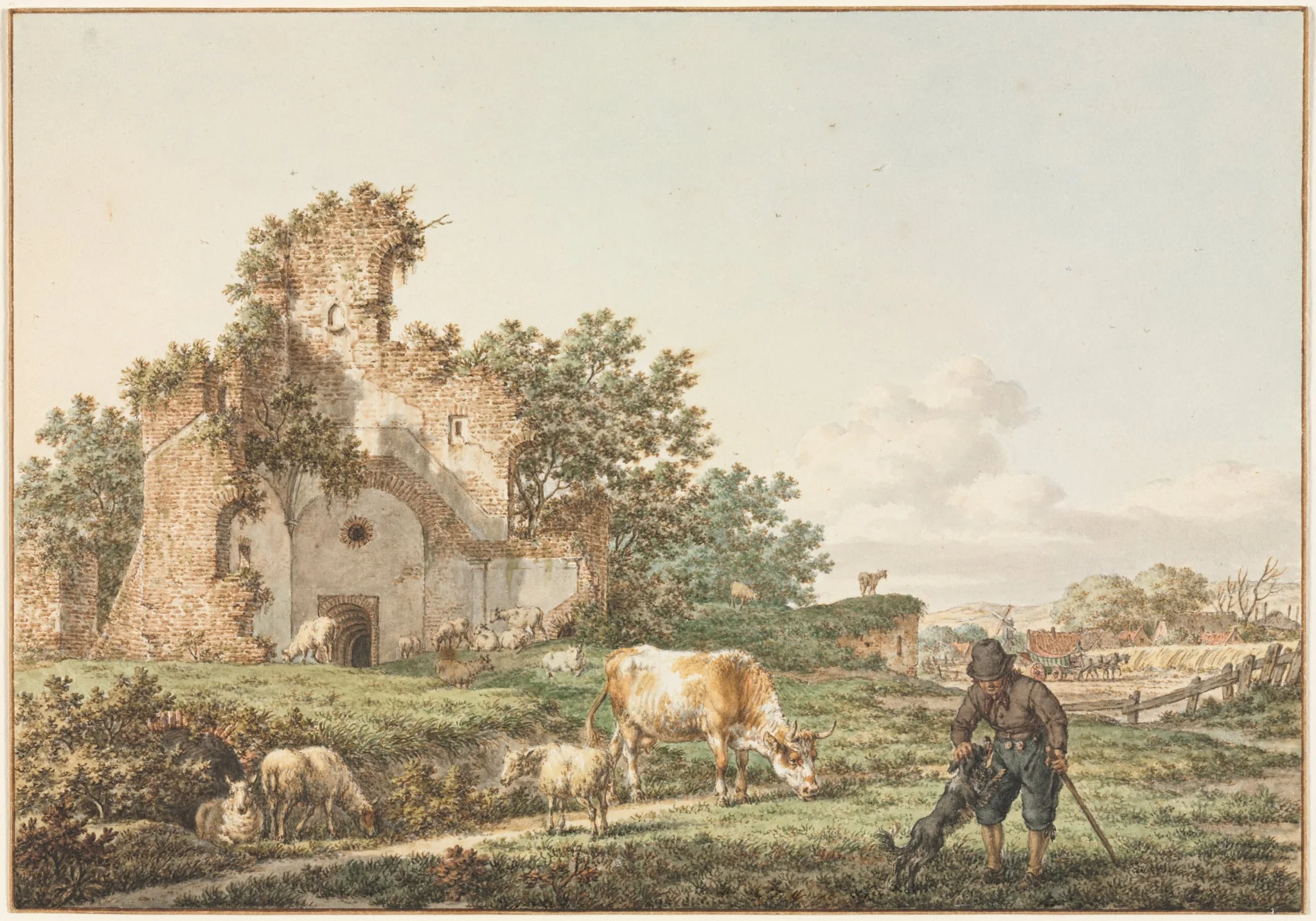 Pastoral Landscape with a Ruin, by Jacob Cats, 1799