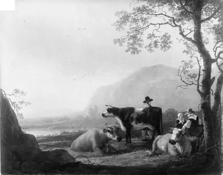 Landscape with Three Cows and Shepherds