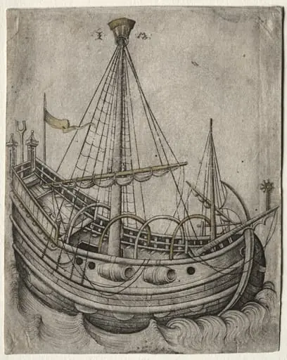 A Ship Moving Toward the Right