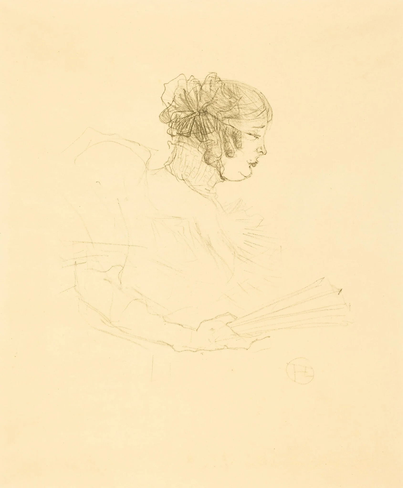 Luce Myres in Profile (Luce Myrès, de profil), by Henri de Toulouse-Lautrec, ink, 1895