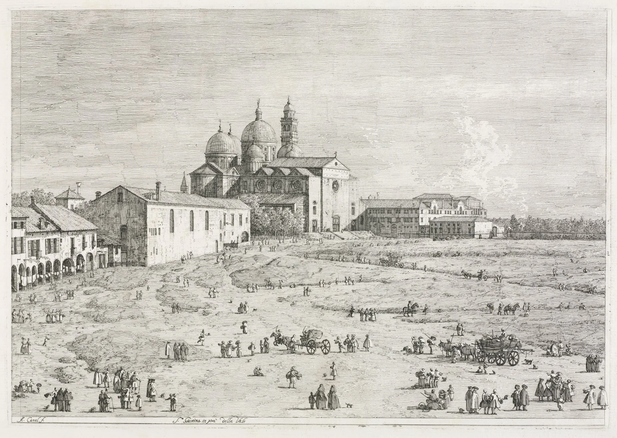 Views:  Church of Saint Justina in Prà della Valle, Padua, by Canaletto, 1740