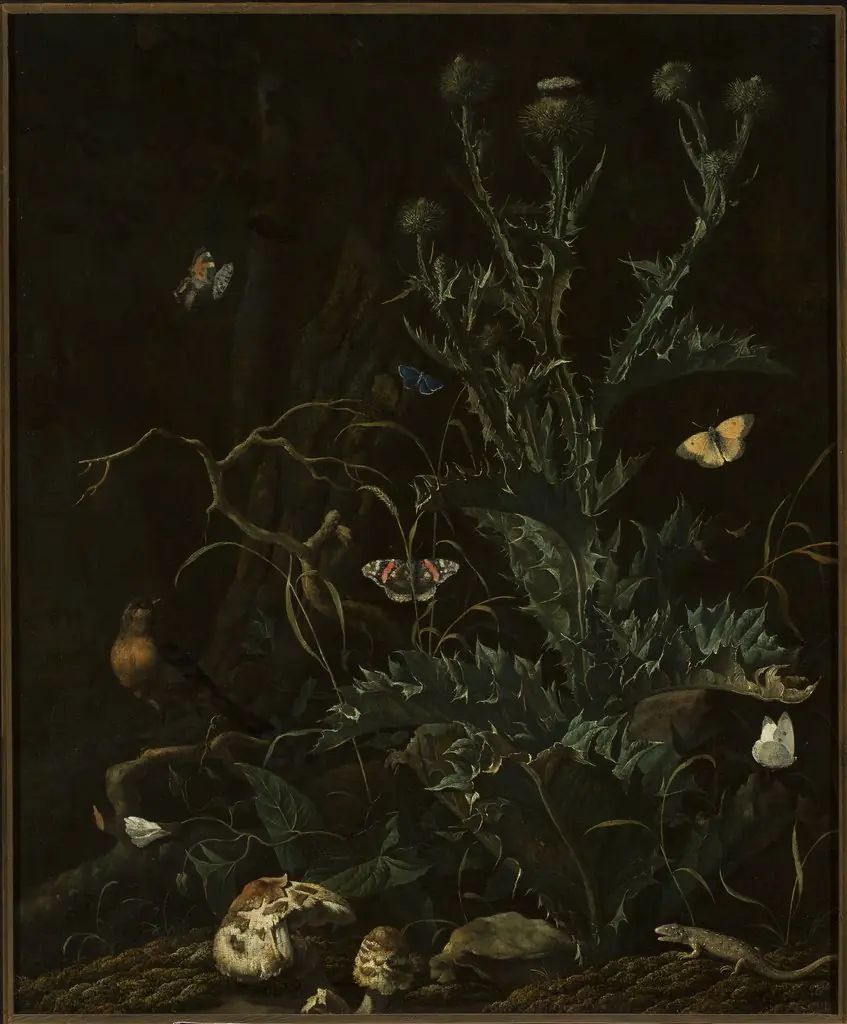Thistles, butterflies and a lizard