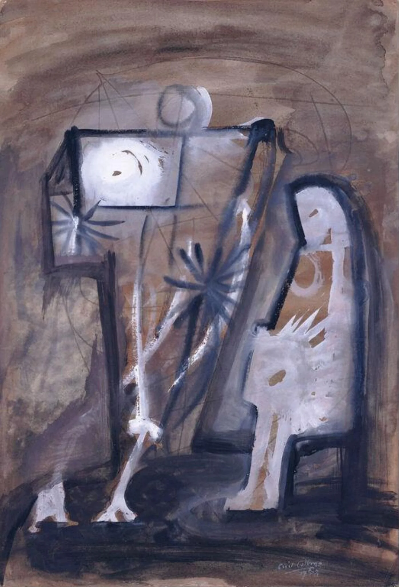 The Artist and his Daemon, by Cecil Collins, watercolor, 1958