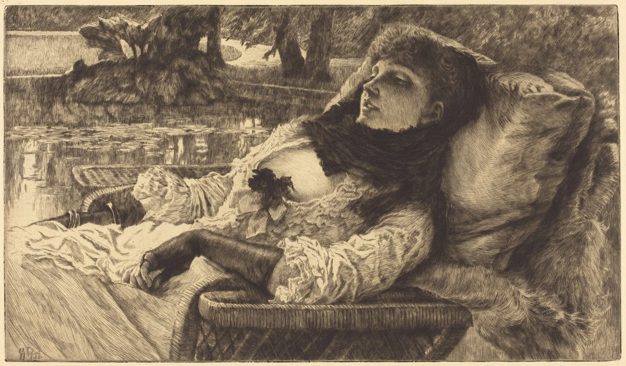 Summer Evening (Soirée d'été), by James Jacques Joseph Tissot, ink, 1882
