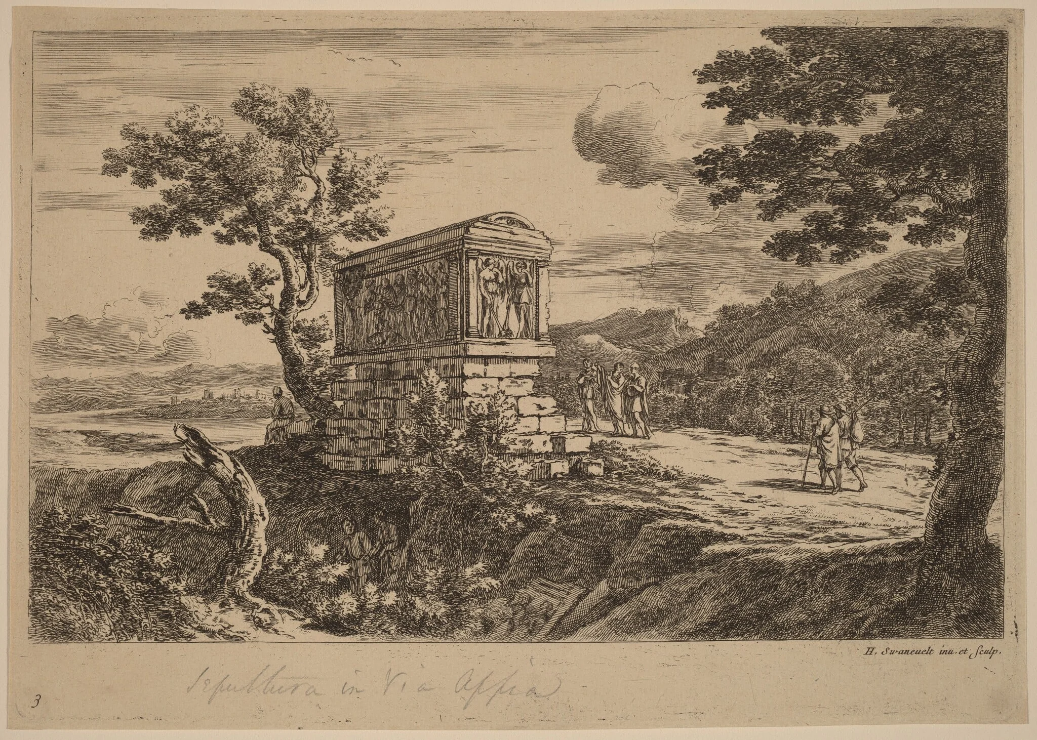 The Antique Sarcophagus, by Dutch 17th Century, ink, 1650