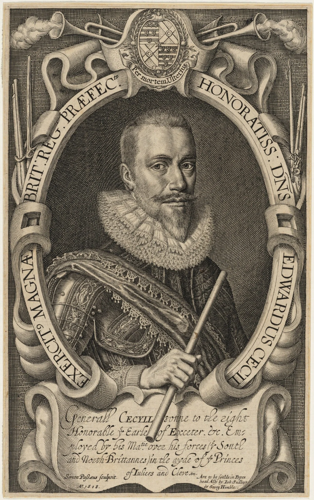 Edward Cecil, Viscount Wimbledon, by Simon van de Passe, ink, 1617