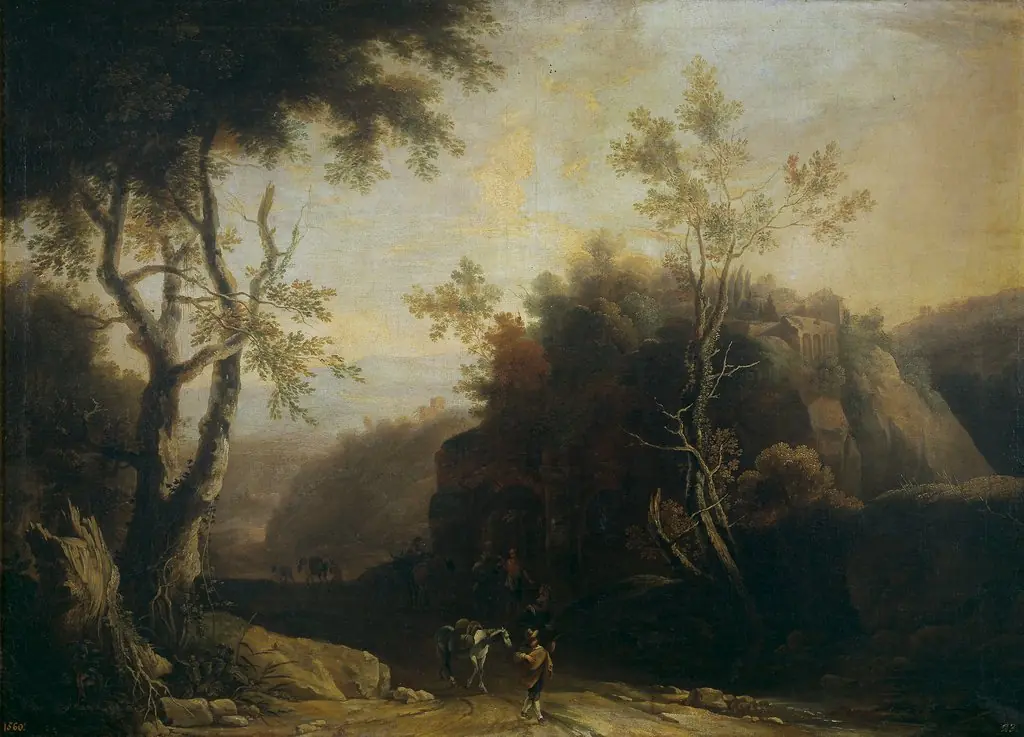 Landscape with tavern and Roman aqueduct