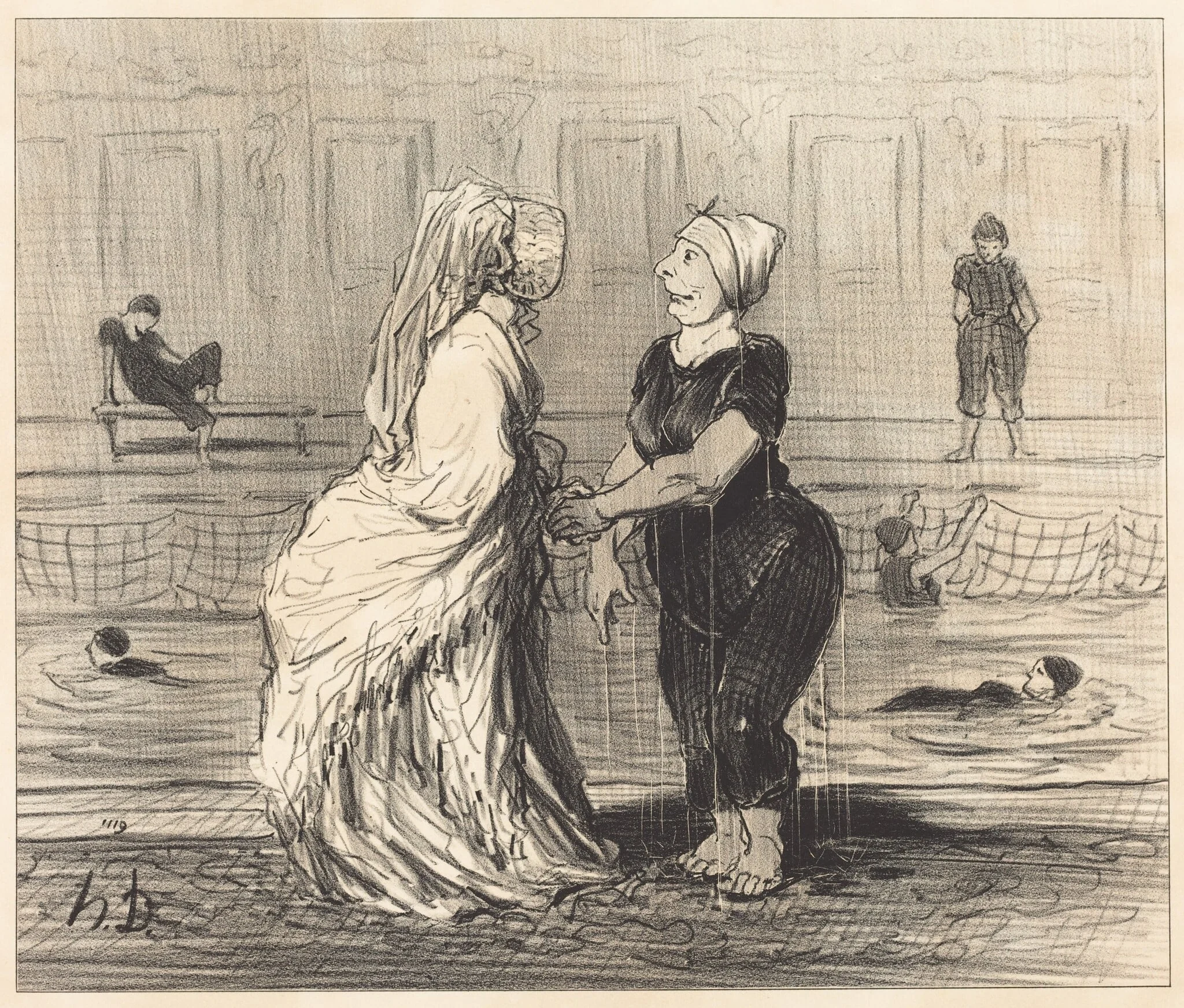 Chère baronne, je vous félicite..., by Honoré Daumier, ink, 1847