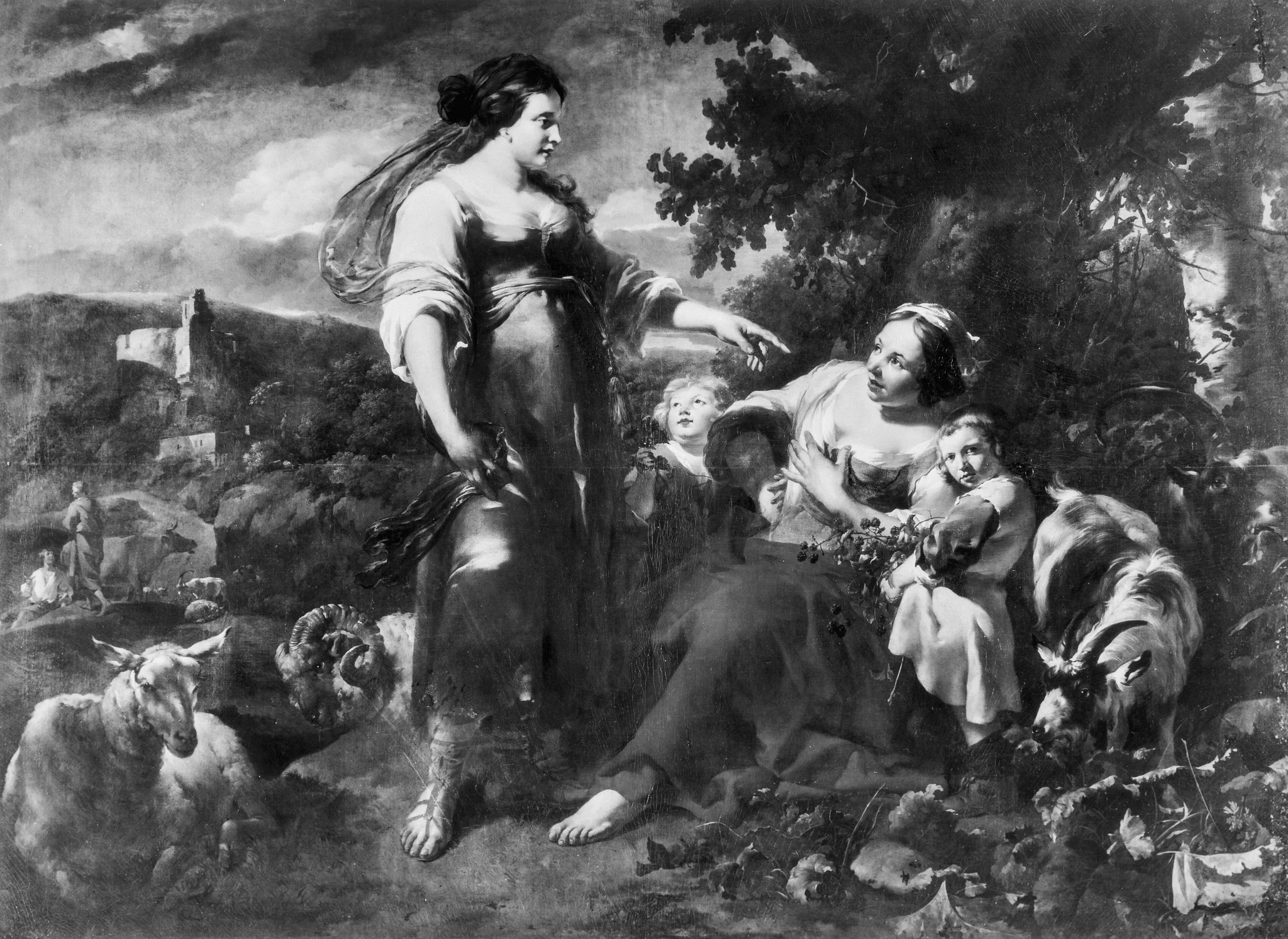 Rachel and Leah fighting over the Dudaim berries found by Ruben, Lea's son