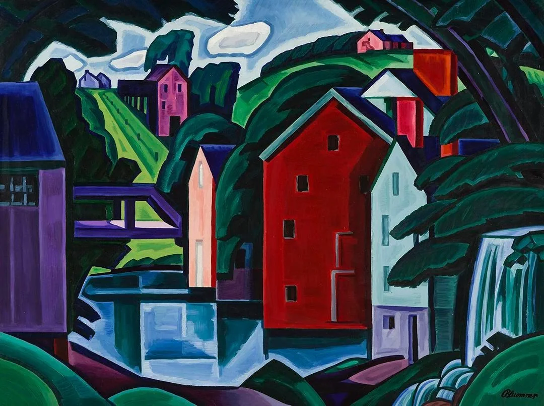 Motive of Space and Form—A New Jersey Village (Montville), by Oscar Florianus Bluemner, oil, 1915