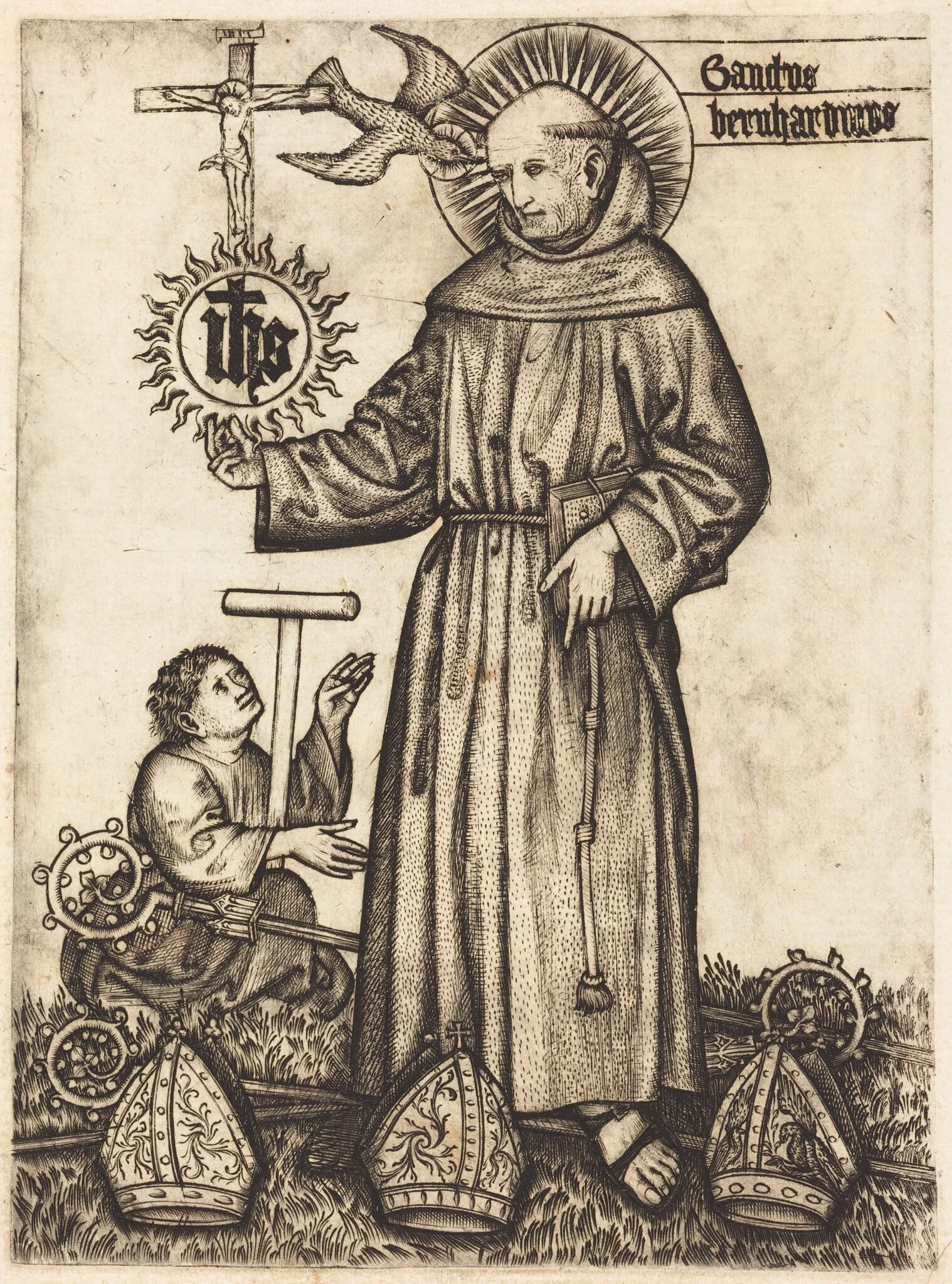 Sanctus Bernhardinus, by Master of Balaam, ink, 1454