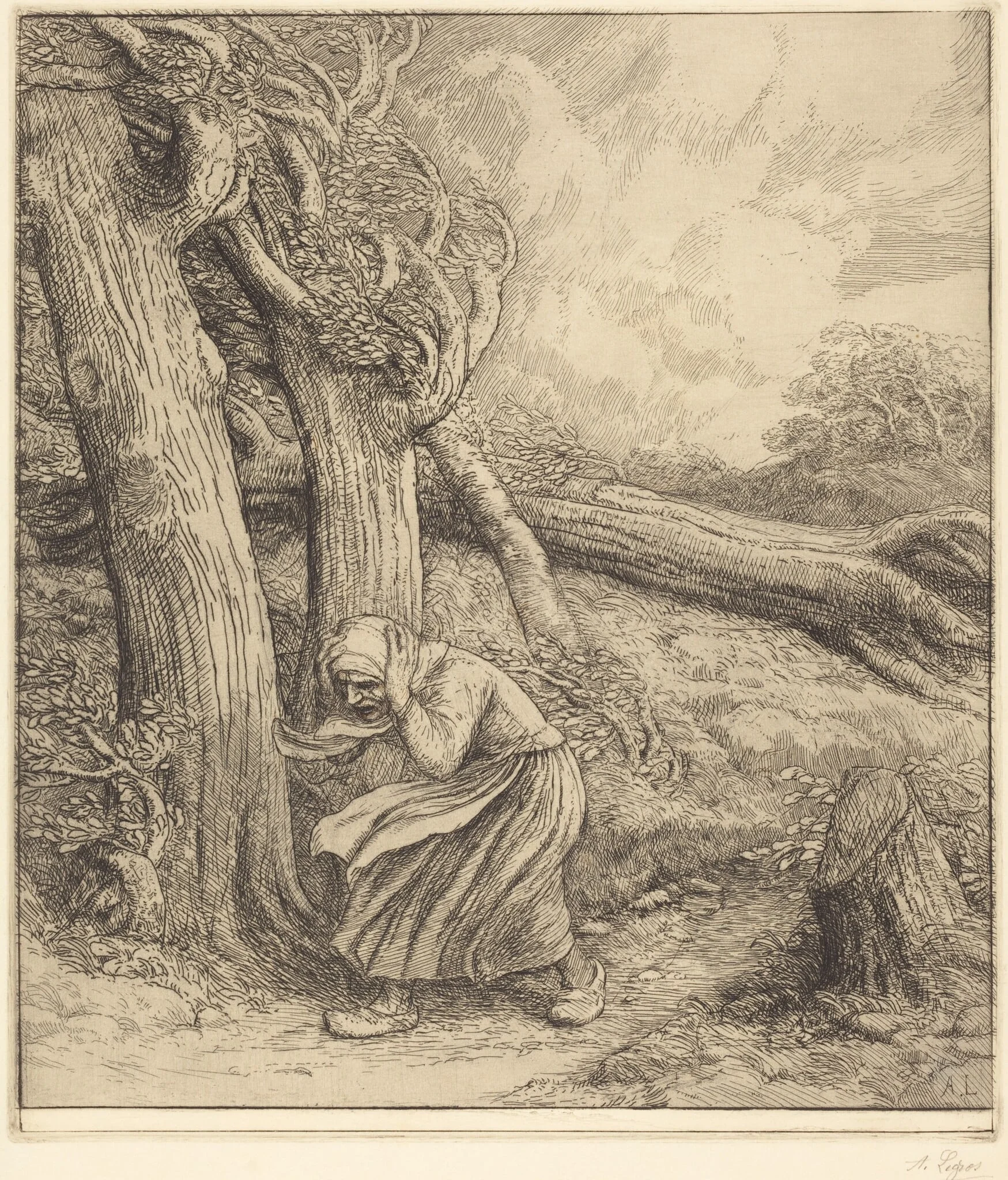 Hurricane (L'ouragan), by Alphonse Legros, ink, 1874