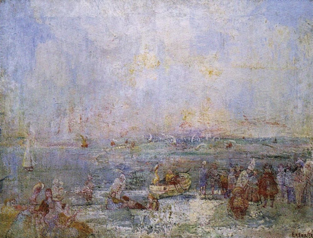 Carnival on the beach, by James Ensor, oil, 1894