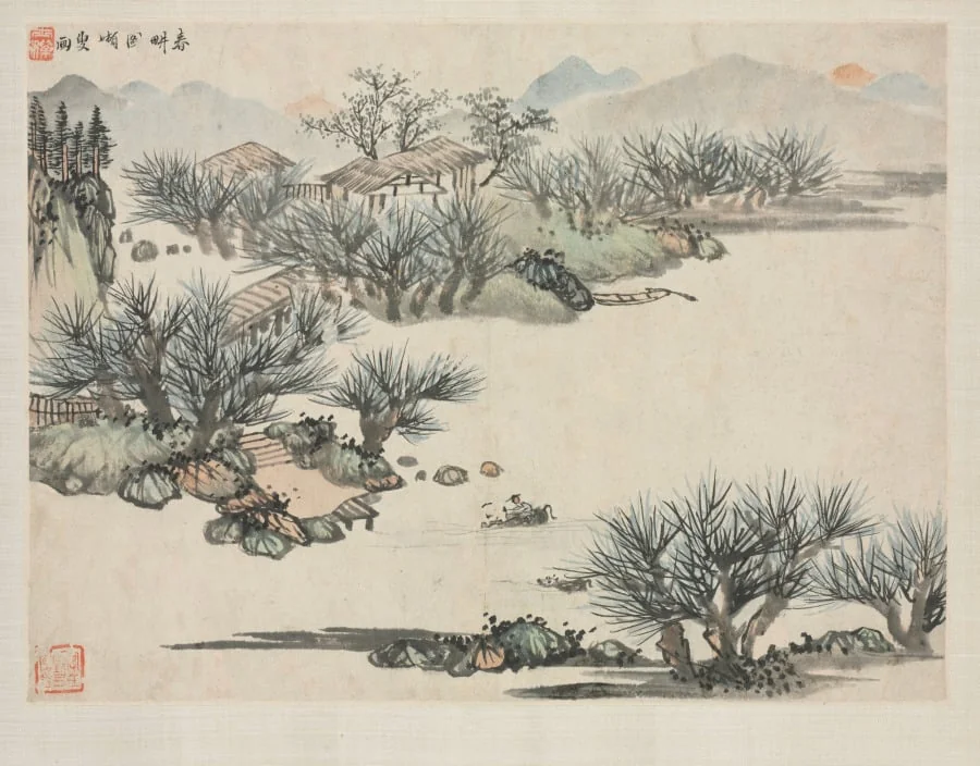 Landscape Album in Various Styles: Spring Plowing, by Zha Shibiao, unspecified, 1684