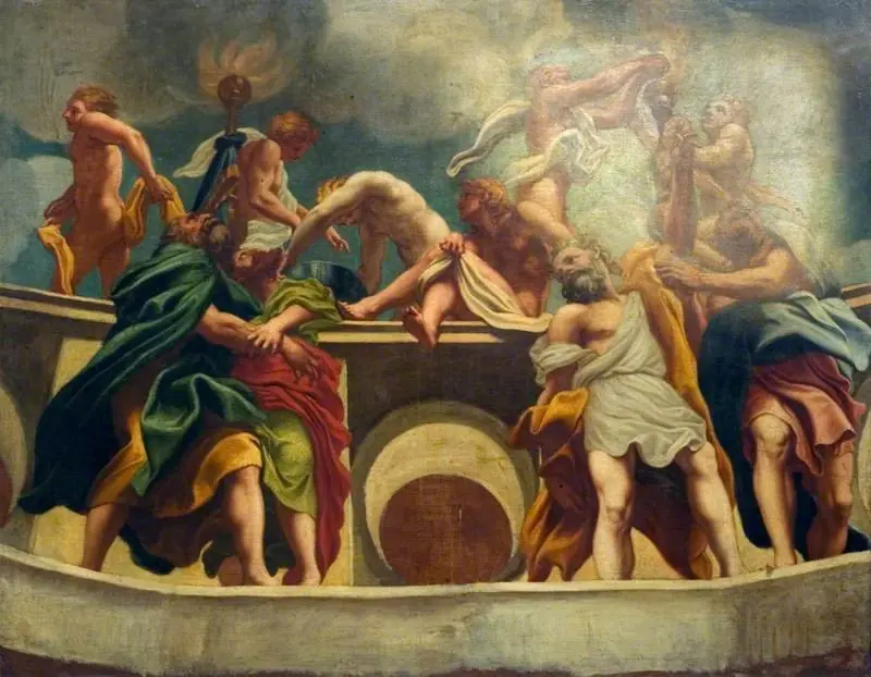 Apostles and Angels at the Assumption (copy of the fresco in the cupola of Parma Cathedral)