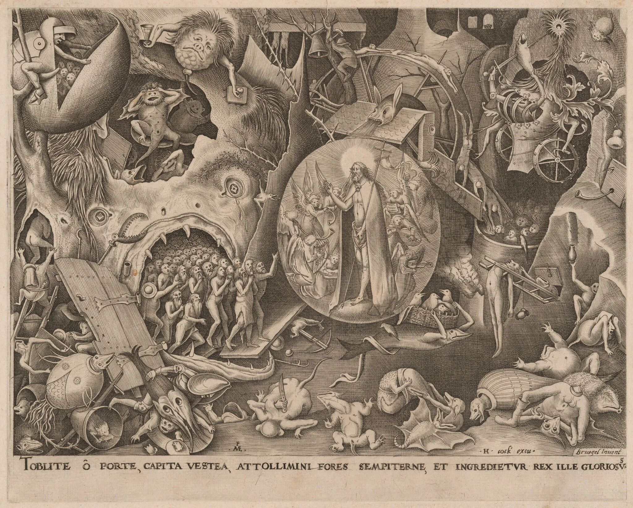 The Descent of Christ into Limbo, by Pieter van der Heyden, ink, 1561