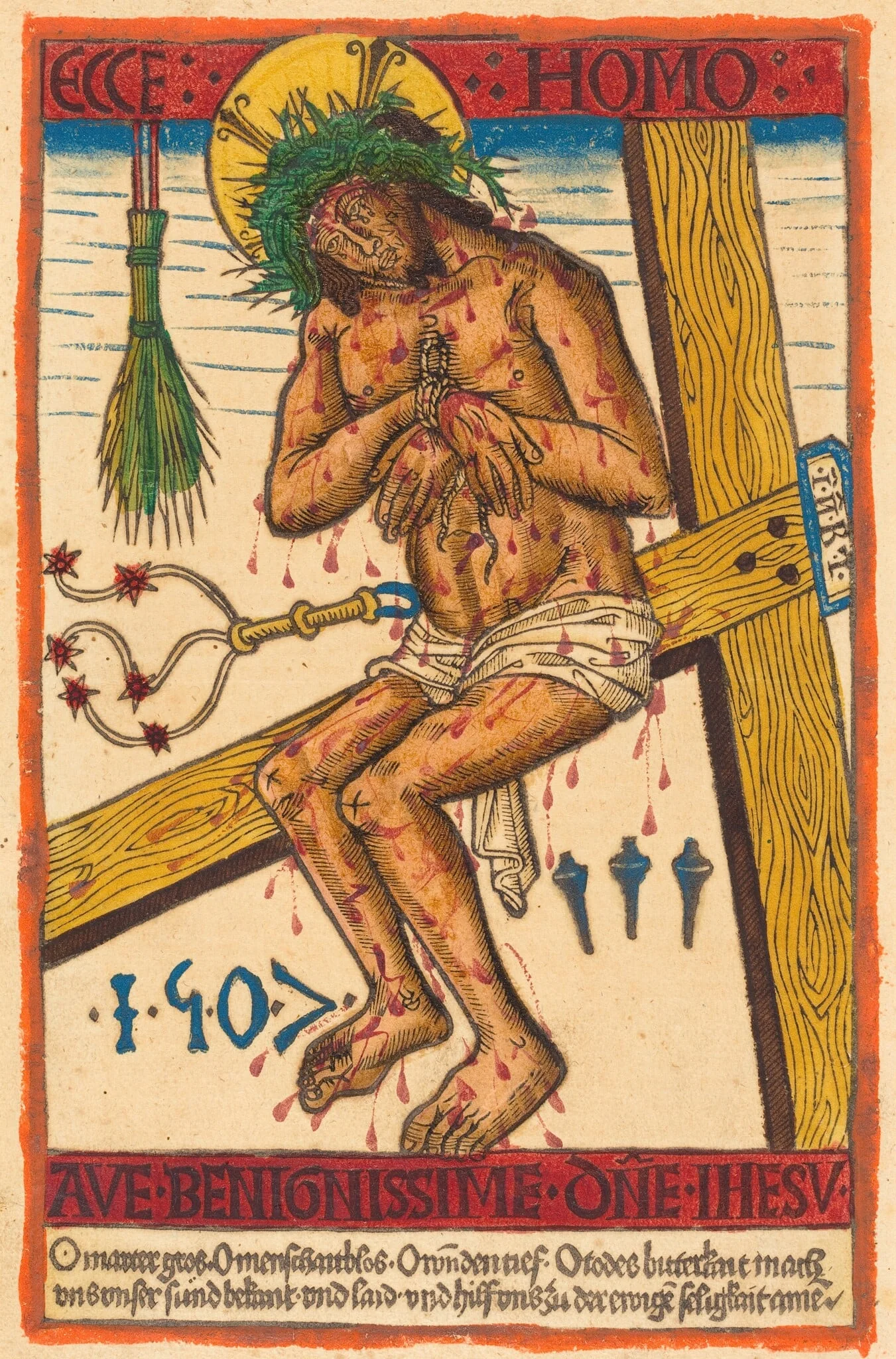 Christ as the Man of Sorrows, by German 15th Century, ink, 1507