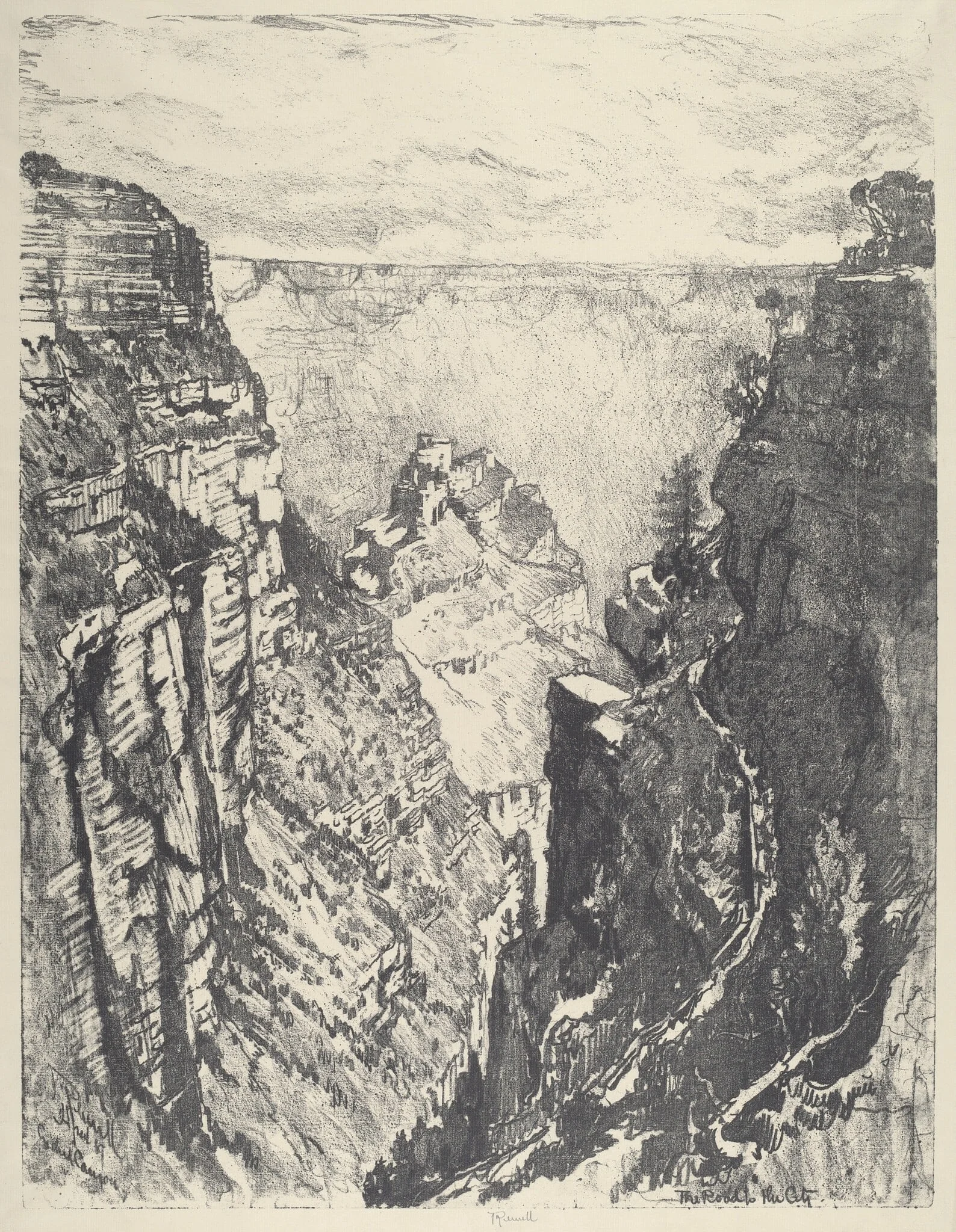 The Bright Angel Trail, by Joseph Pennell, ink, 1912