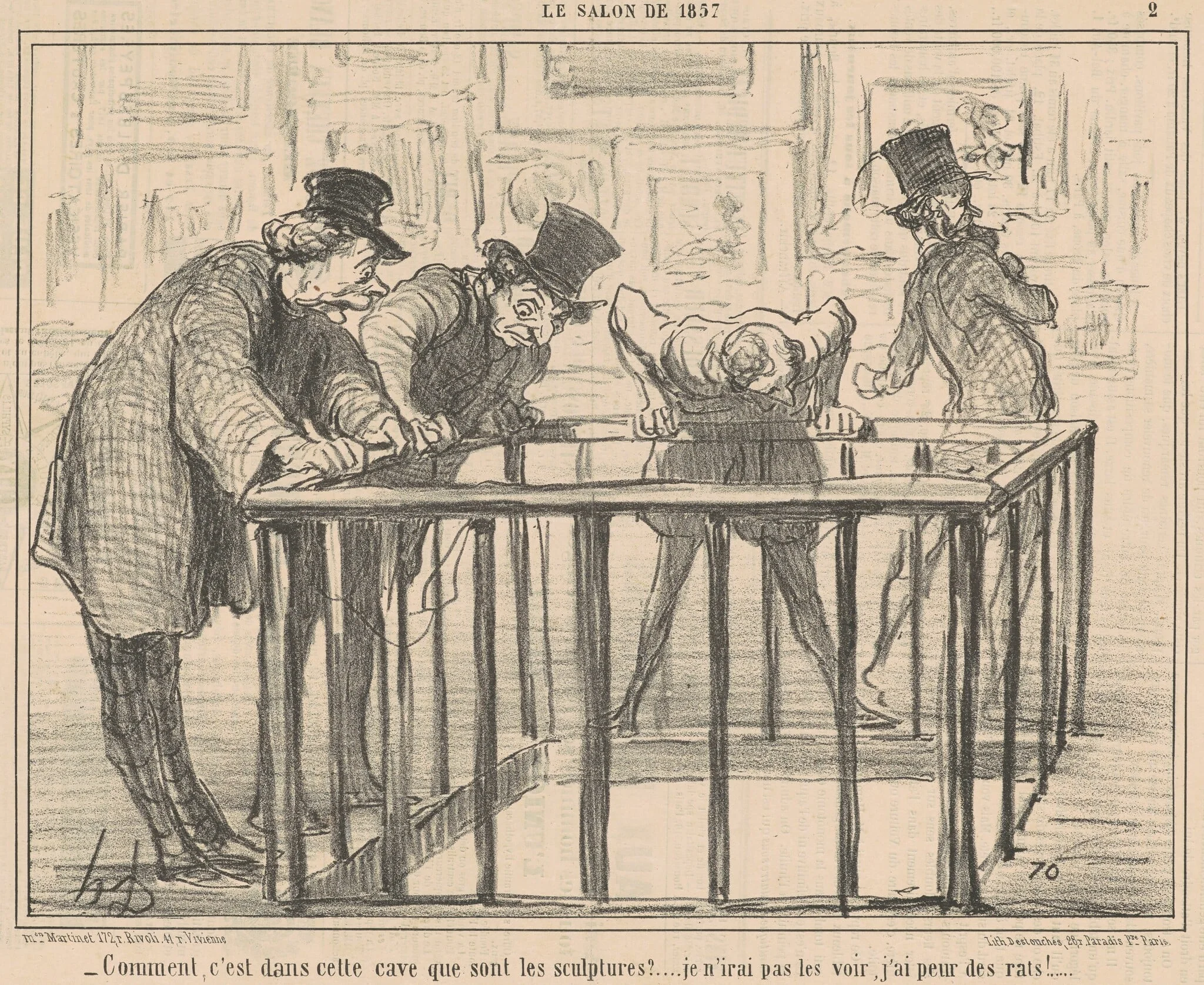 Comment, c'est dans cette cave que ..., by Honoré Daumier, ink, 1857
