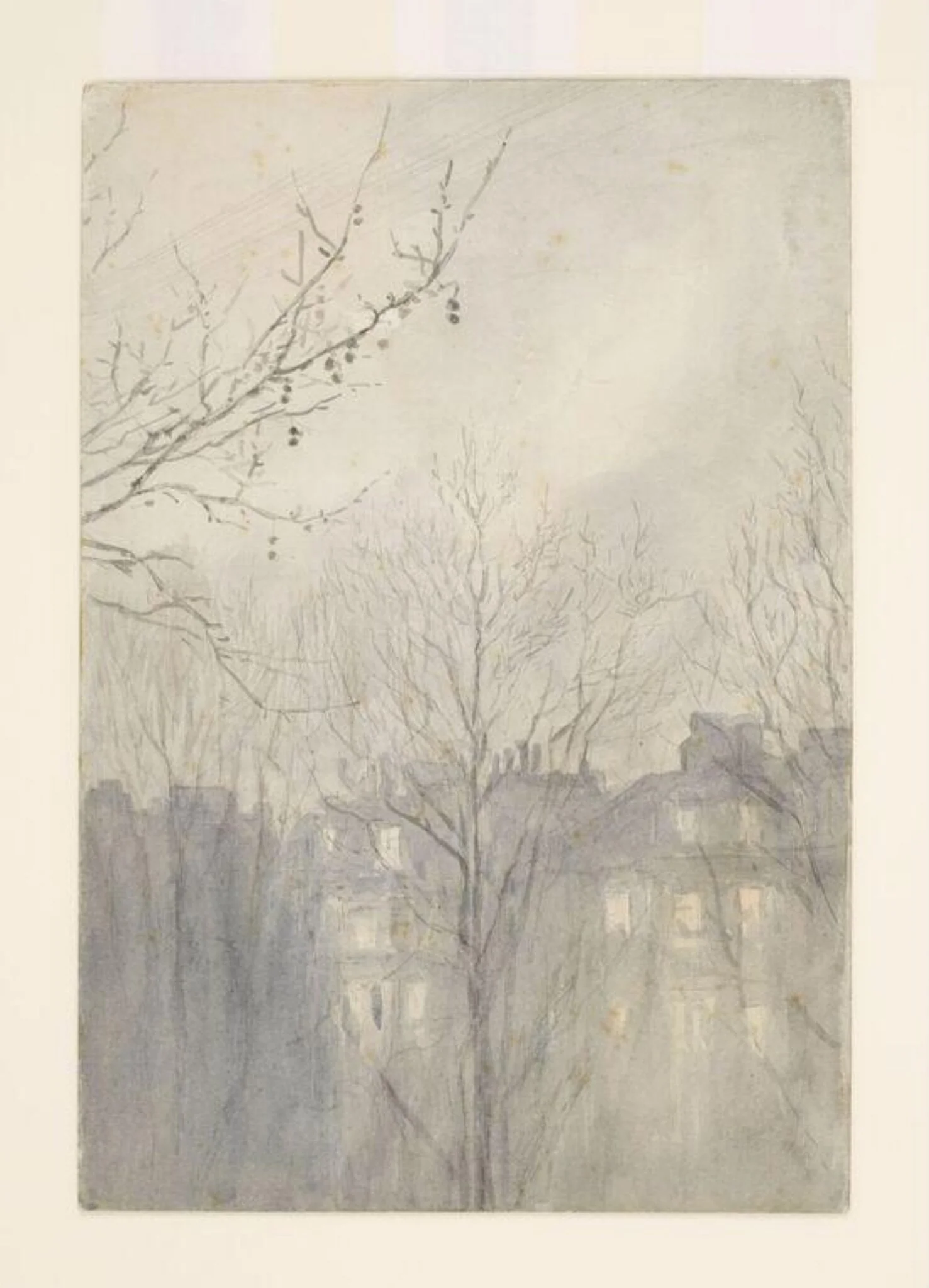 Bolton gardens at dusk, by Beatrix Potter, watercolor, 1916