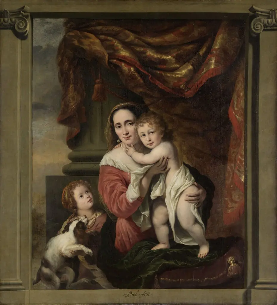 Caritas: Johanna de Geer (1629-91) with her children Cecilia Trip (1660-1728) and Laurens Trip (b 1662)