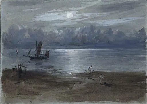 River Scene: Moonlight - A Sketch