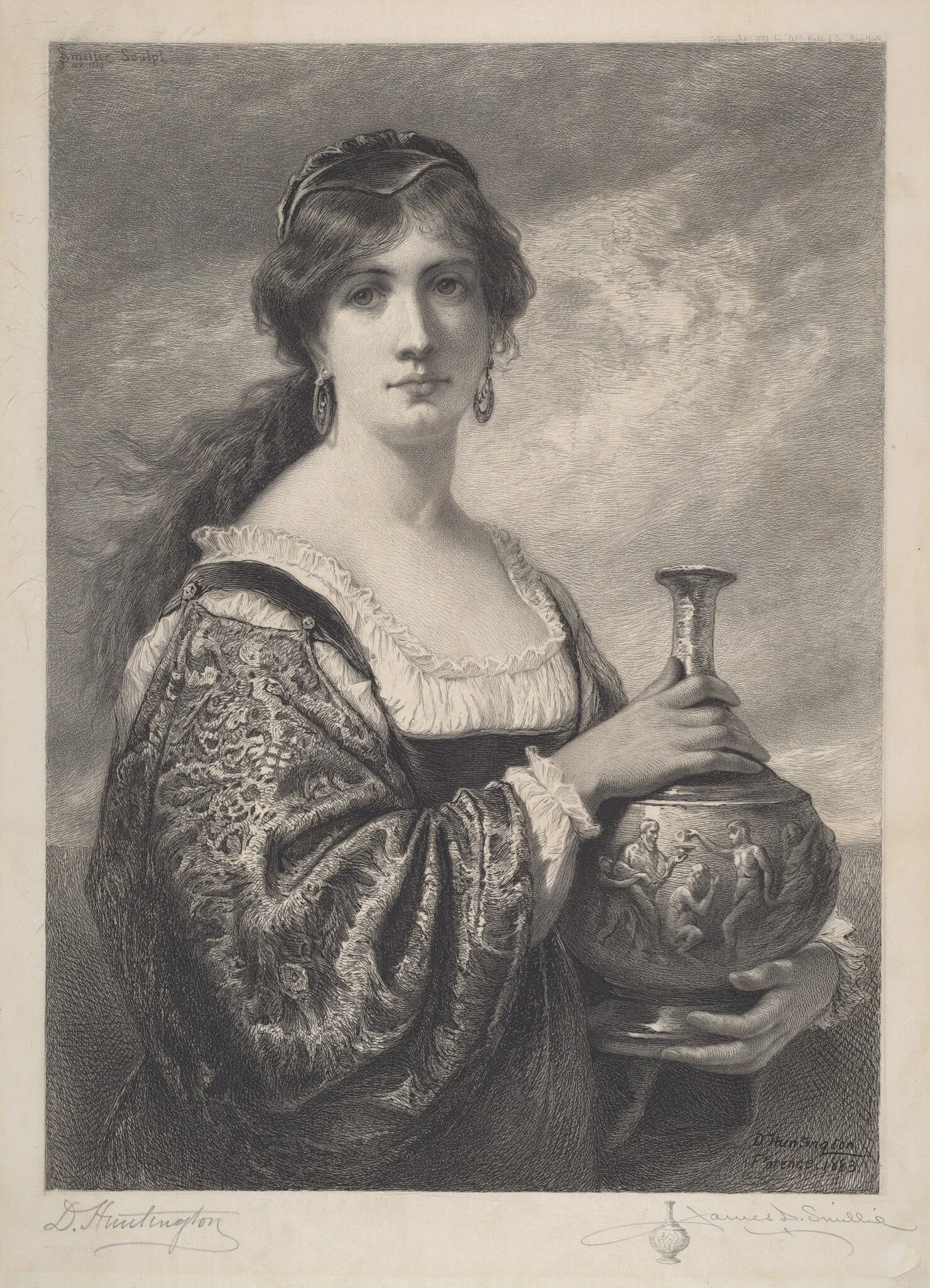 The Goldsmith's Daughter, by Daniel Huntington, ink, 1889