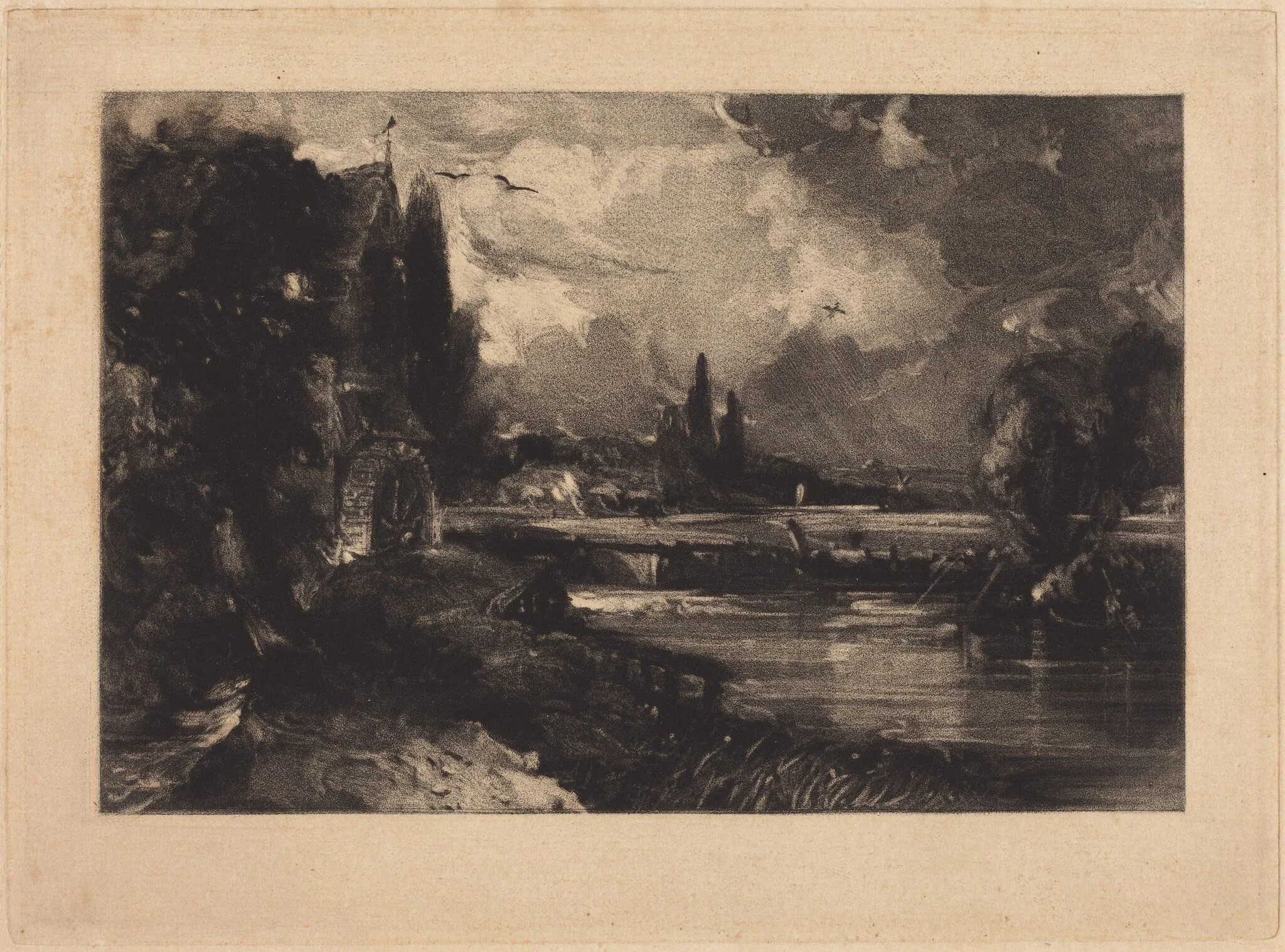 Mill near Colchester, by David Lucas, ink, 1846