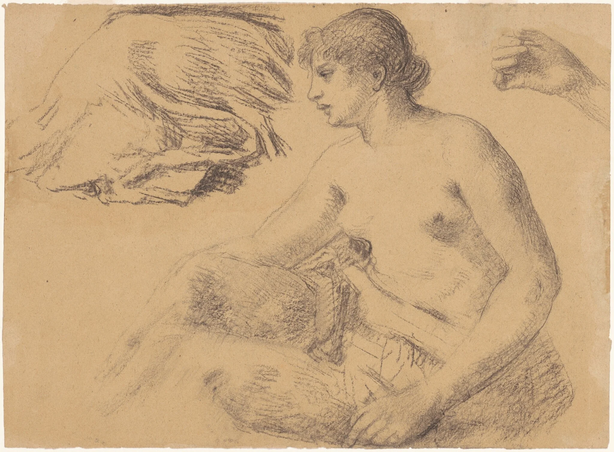 Nude Study, by William Perkins Babcock, charcoal, 1870