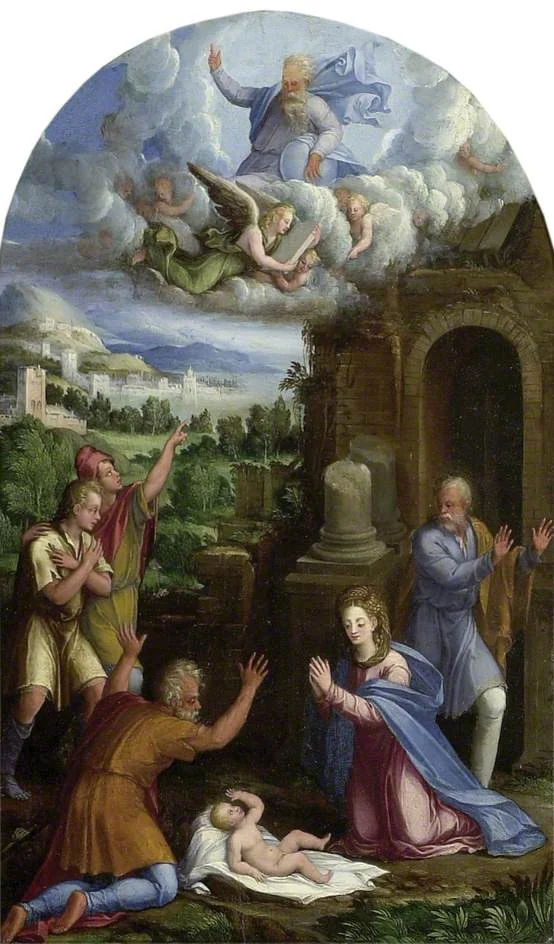 The Adoration of the Shepherds, by Camillo Filippi, oil, 1547