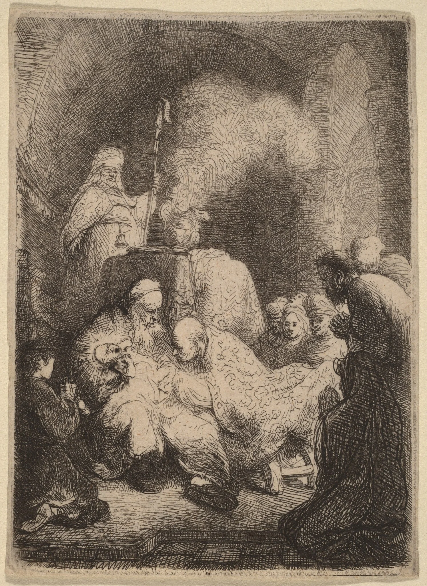 The Circumcision: Small Plate, by Rembrandt, ink, 1630