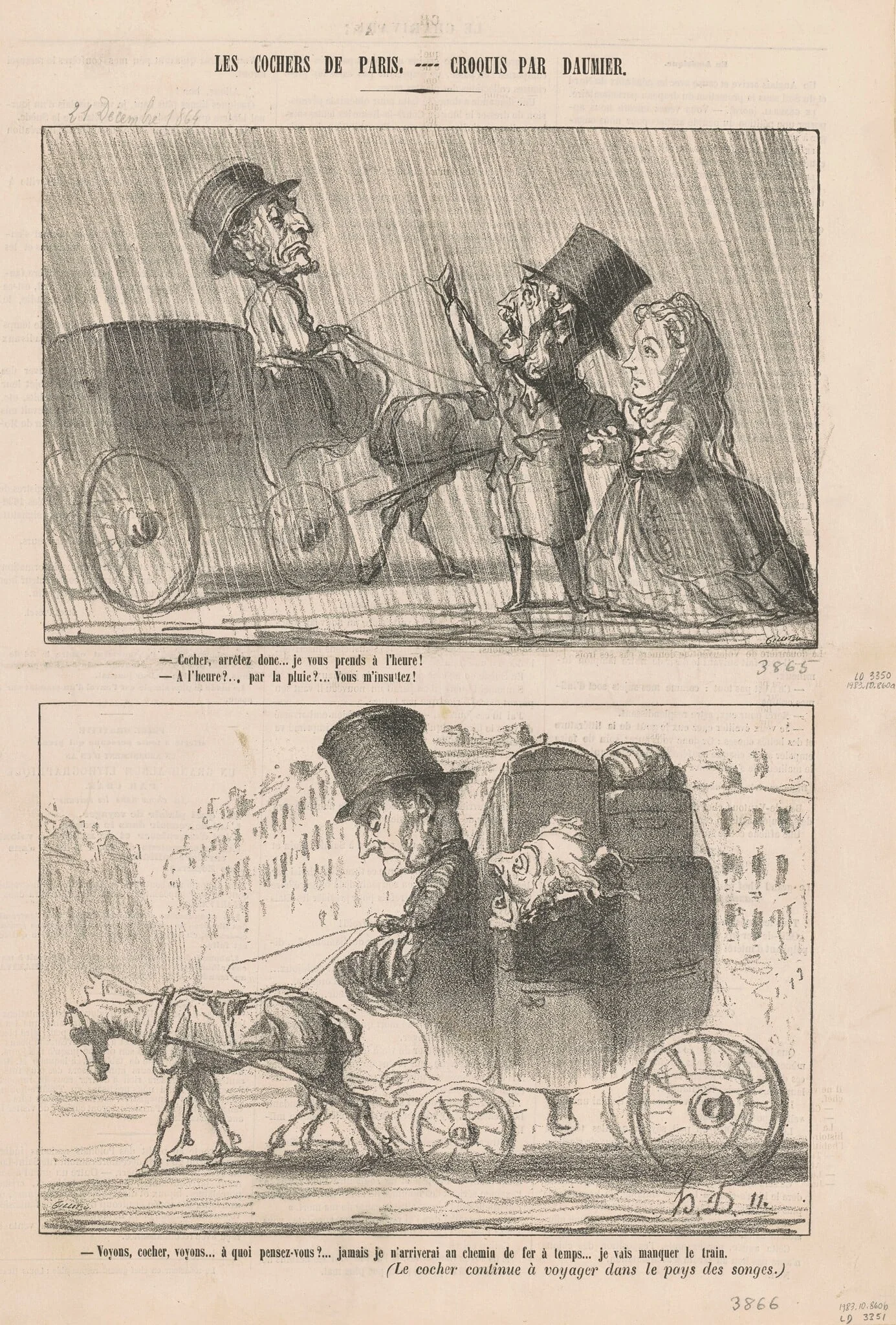 Cocher, arrêtez donc, by Honoré Daumier, ink, 1864