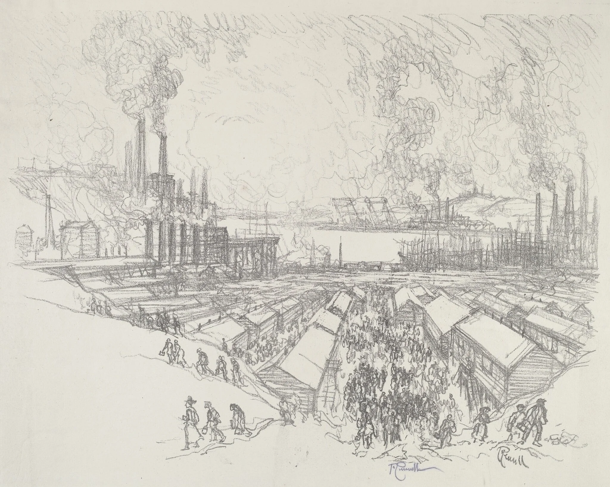 Five O'Clock, by Joseph Pennell, ink, 1916
