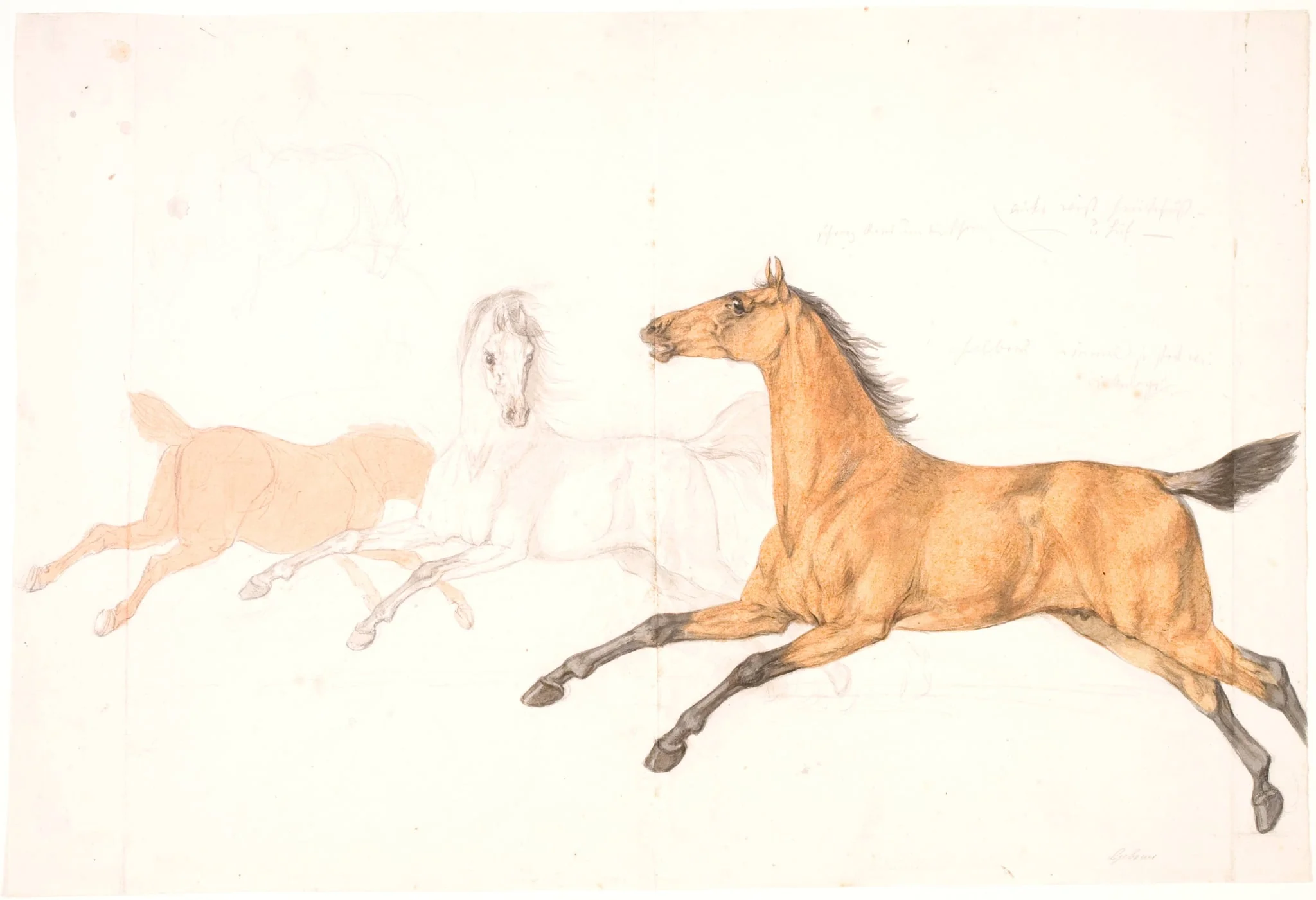 3 løbende heste, by Unknown, unspecified, 1850