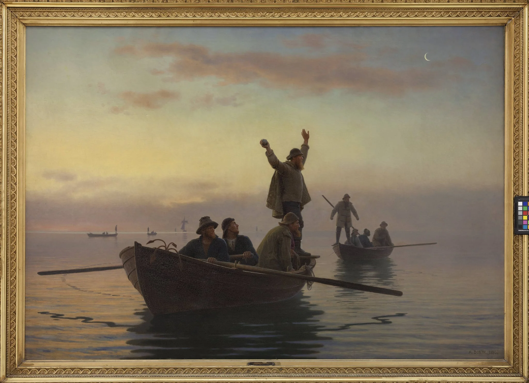 Hornfiskefangst med drivvod. Tidlig morgen, by Unknown, 1880