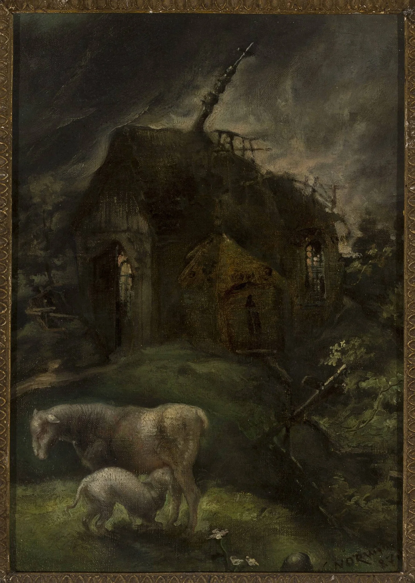 Ruined shrine, by Cyprian Norwid, oil, 1870