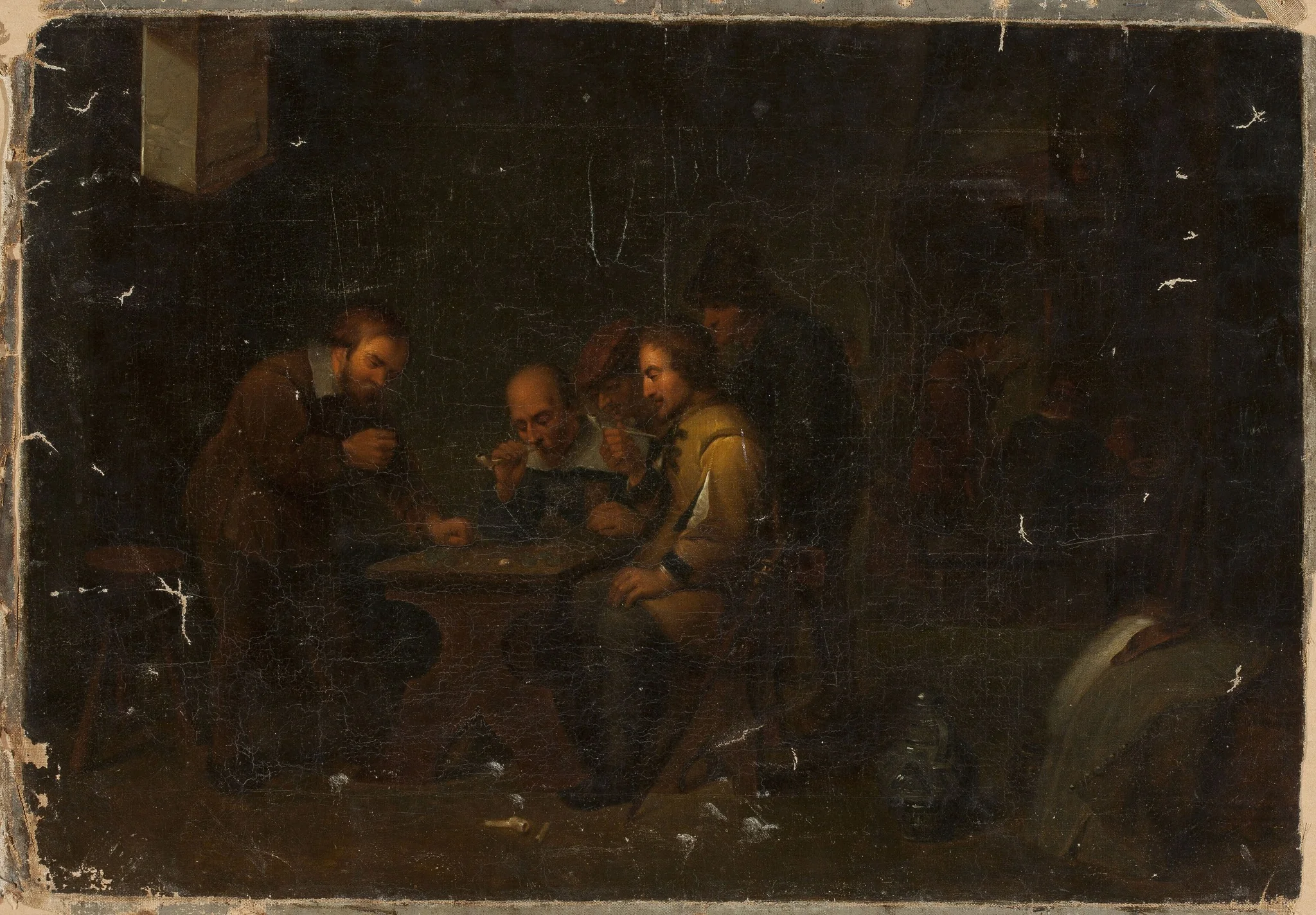 Scene in an interior: playing dice