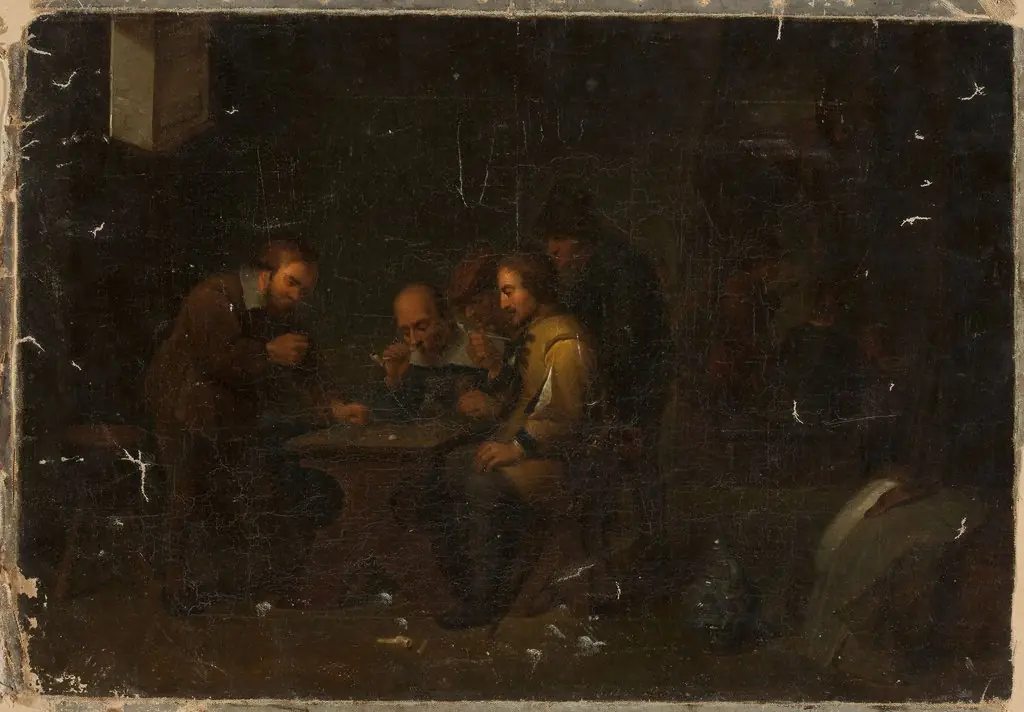 Scene in an interior: playing dice