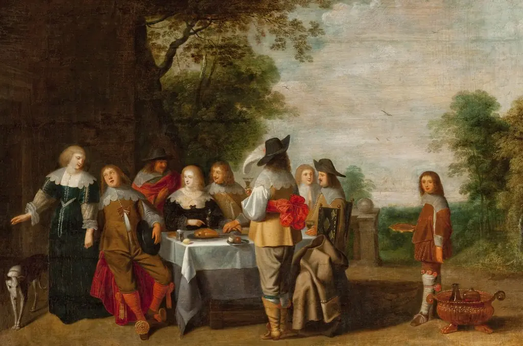 Company at the Table in a Park