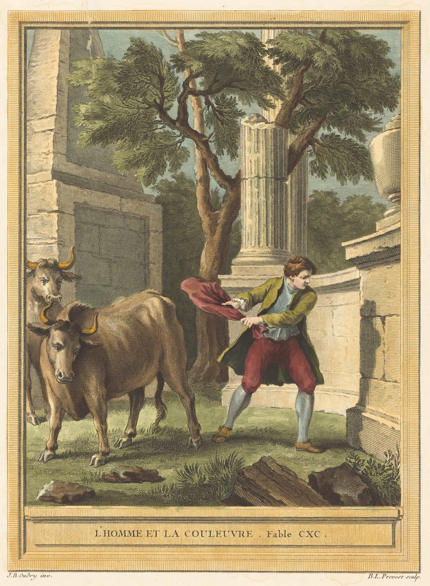 L'homme et la couleuvre (Man and the Snake), by Benoît-Louis Prévost, ink, 1759