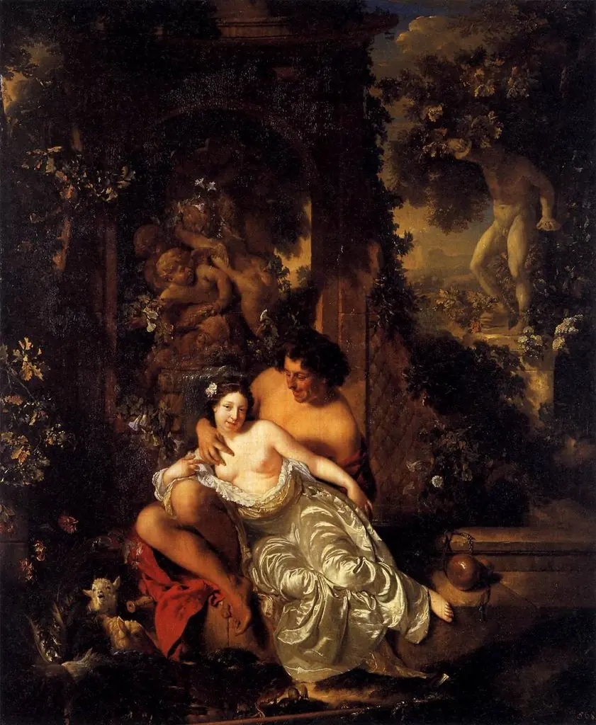 Amorous couple in a park