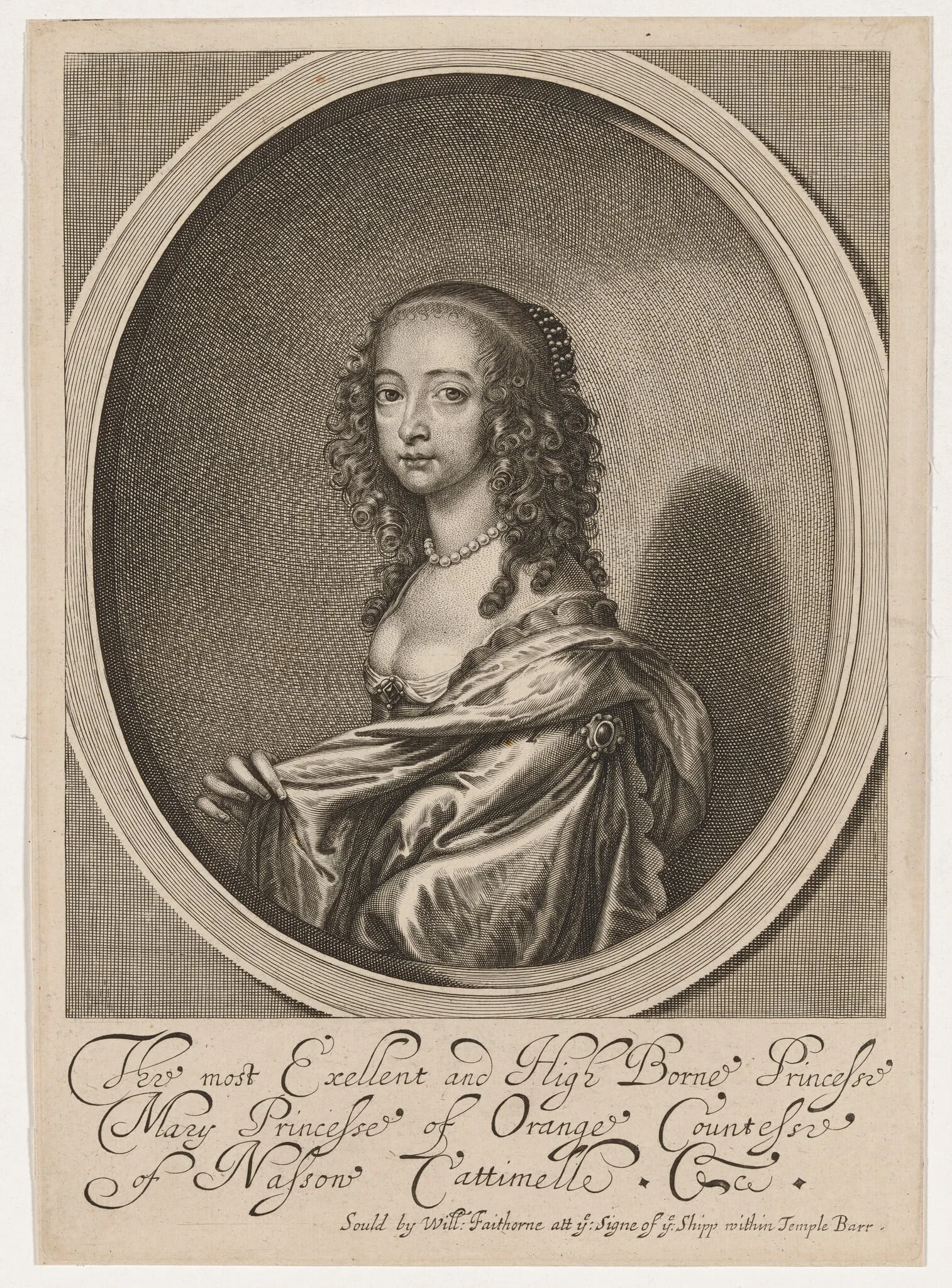 Mary, Princess of Orange, by William Faithorne, ink, 1654