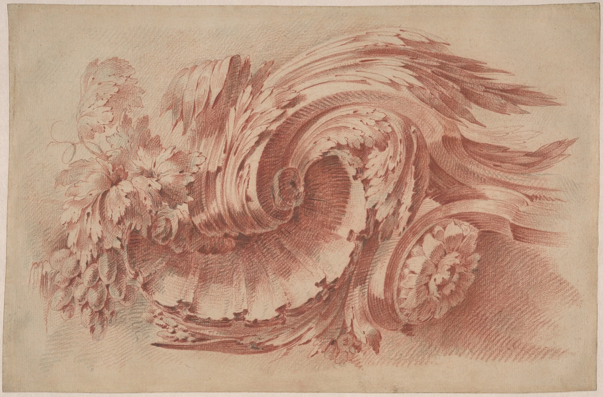 Acanthus Ornament, by French 18th Century, chalk, 1760