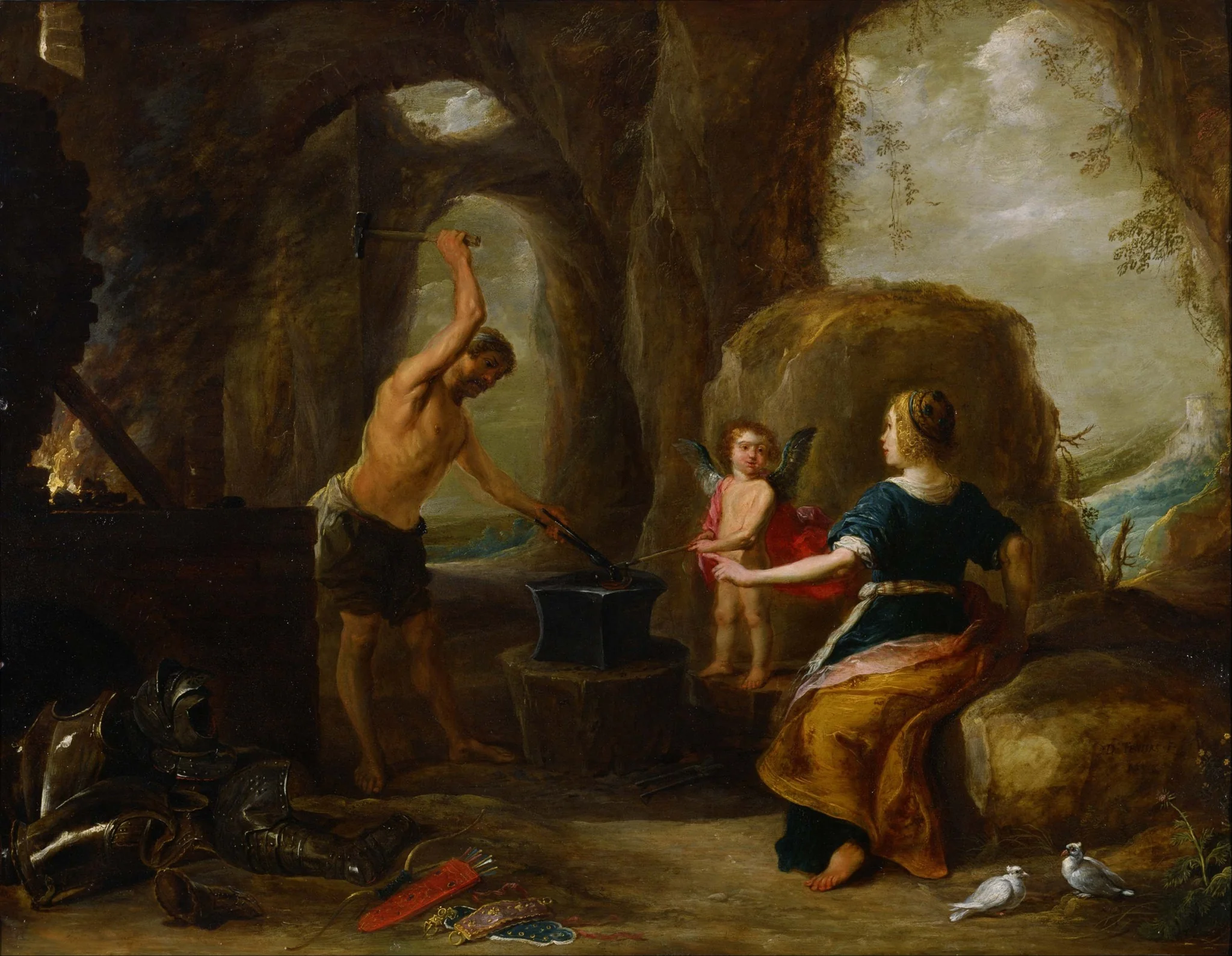 Venus Visiting Vulcan’s Forge, by David Teniers the Younger, oil, 1638