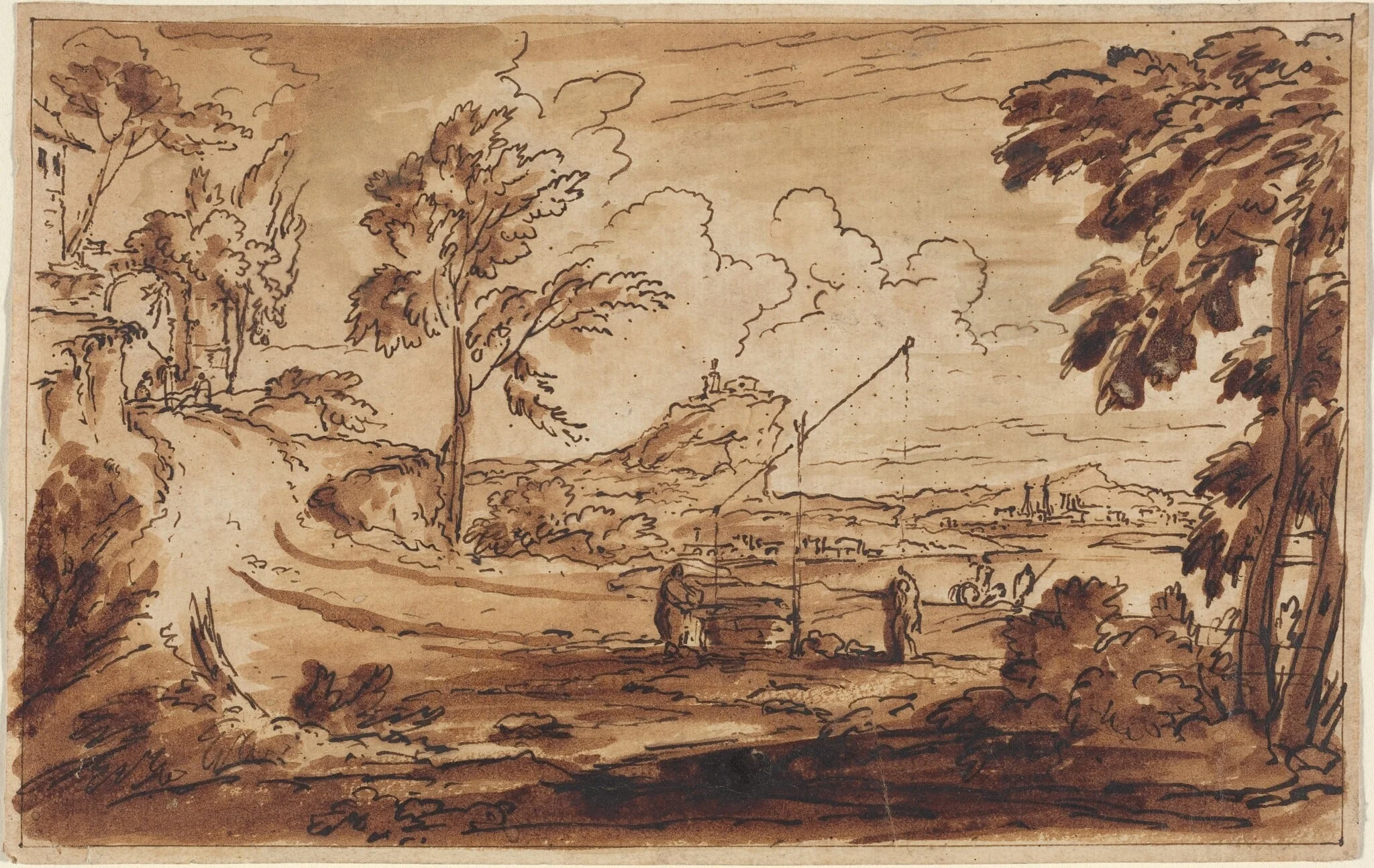 At the Dram Well, by French 17th Century, ink, 1601