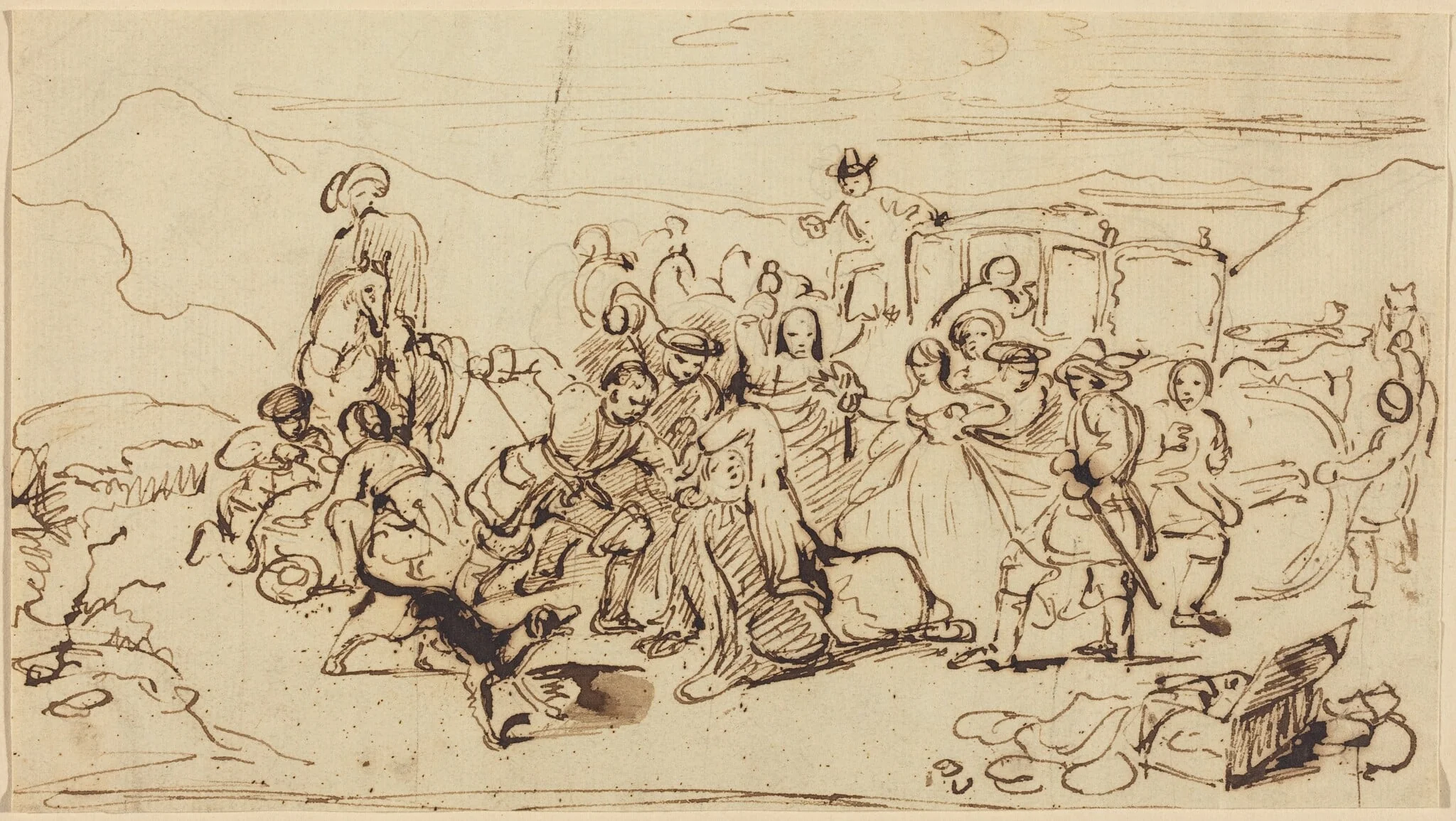 The Murder of Archbishop Sharpe, by William Allan, ink, 1820