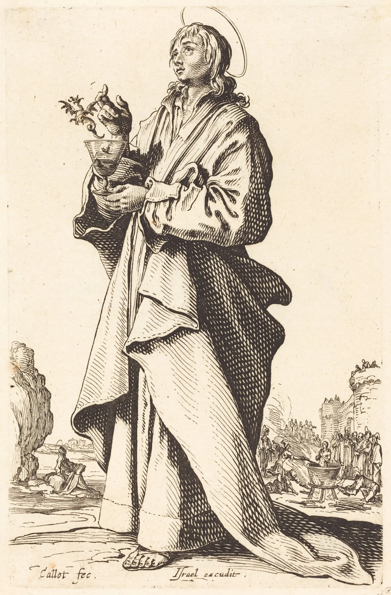 Saint John the Evangelist, by Jacques Callot, ink, 1631