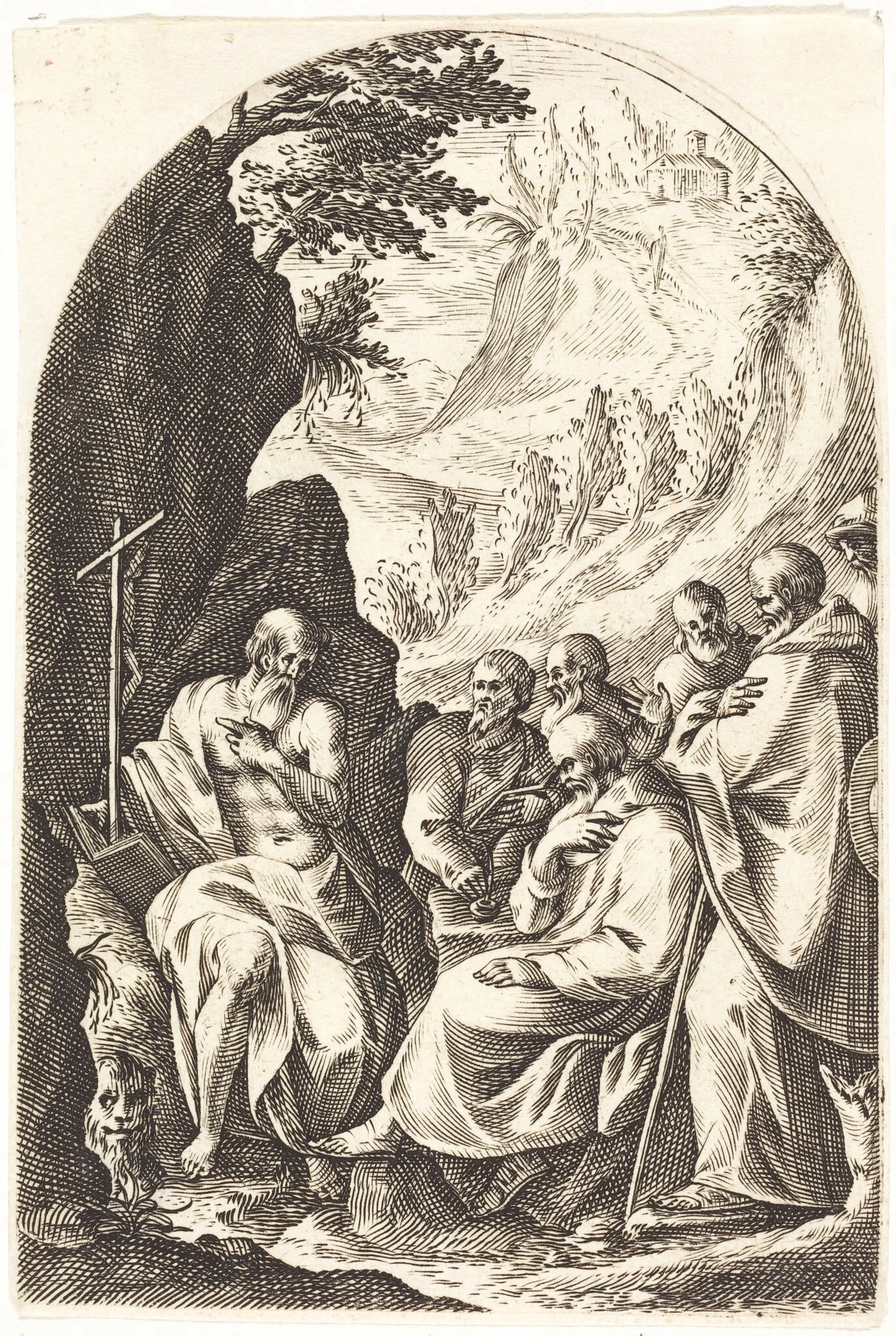 Saint Jerome Instructing his Disciples in the Desert, by Jacques Callot, ink, 1610