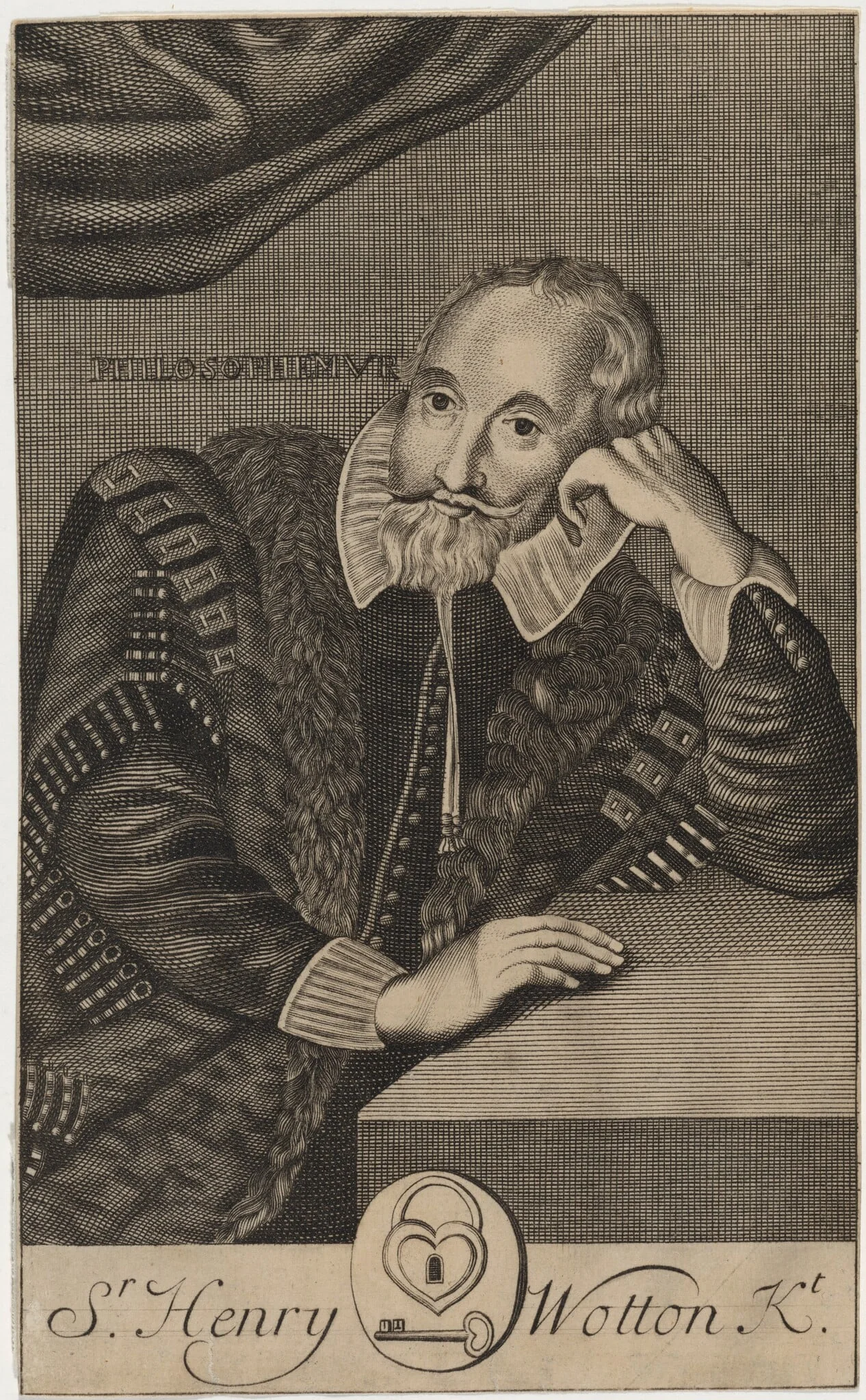 Sir Henry Wotton, Diplomatist and Poet, by Unknown 19th Century, ink, 1850