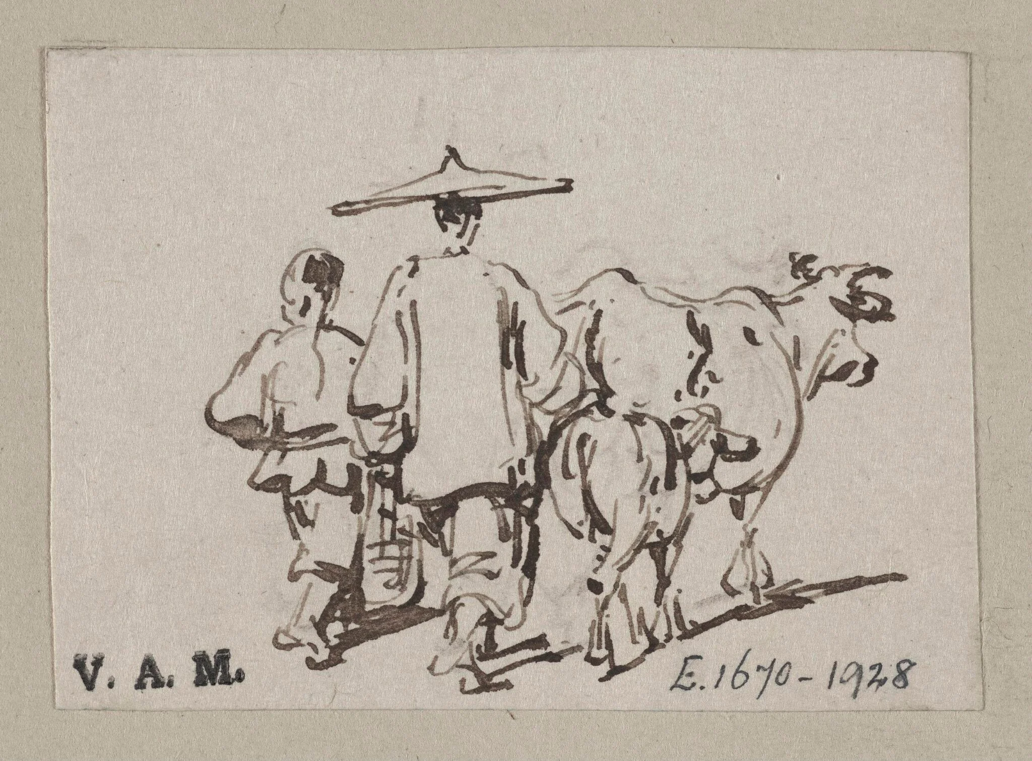 A man and a boy driving cattle, by George Chinnery, 19